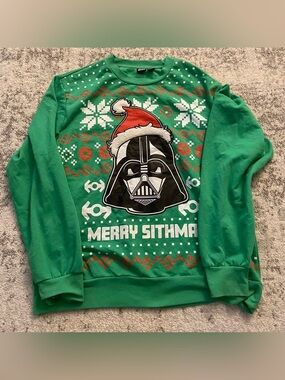 Star Wars Merry Sithmas Green Darth Vader Ugly Christmas Sweater Size 2XL